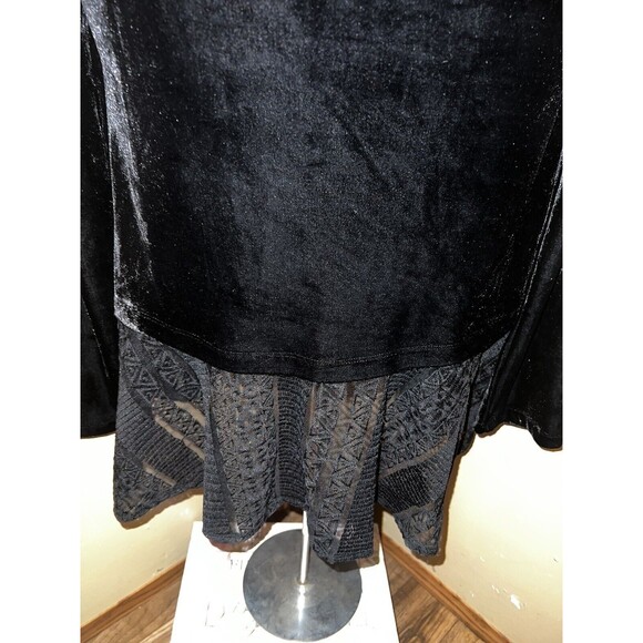 Signature Studio Shirt Black Velvet Tunic Shirt w/Lace Trim Womens Large - Picture 4 of 9